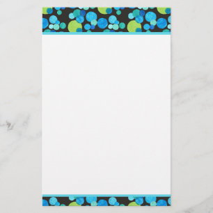 Custom Stationery, Notepaper, Blue Moons on Black Stationery