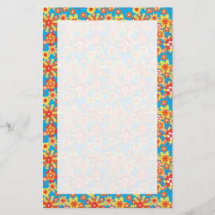 Custom Stationery, Notepaper, Ditsy Orange Floral Stationery