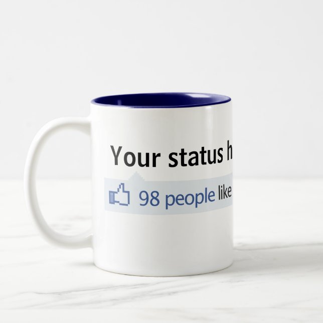 Custom Status Facebook thumbs up Two-Tone Coffee Mug (Left)