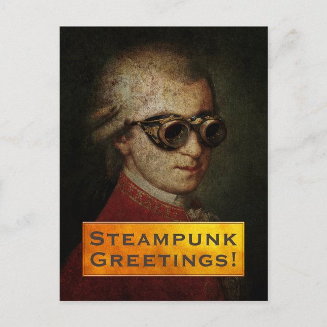 Custom Steampunk Mozart Stationery Postcard (Front)