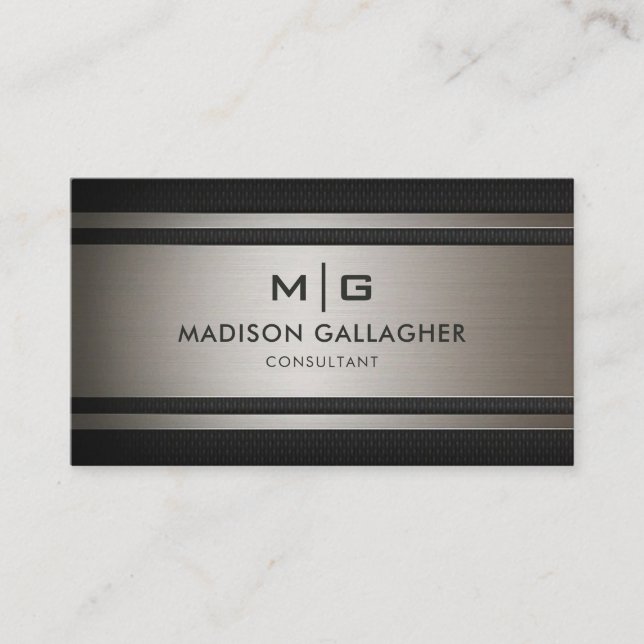Custom Steel Grey Silver Black Professional Business Card (Front)