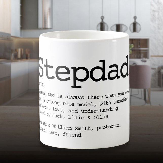 Custom Stepdad Definition Black And White Coffee Mug (Custom Stepdad Definition Black And White Coffee Mug)