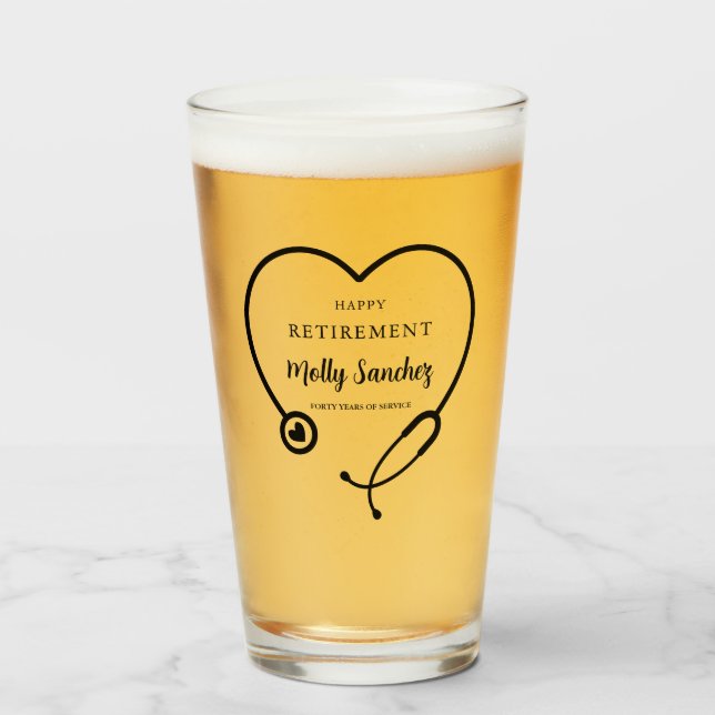 Custom Stethoscope Happy Retirement Keepsake Glass (Front Filled)