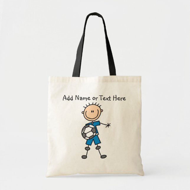 Custom Stick Figure Blue Soccer Player  Bag (Front)