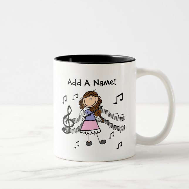 Custom Stick Figure Girl Violin Player Mug (Right)