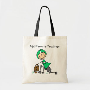 Custom Stick Figure Green Football Player Bag