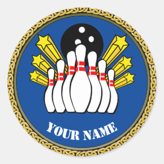 Custom sticker Bowling - Add Name - Blue