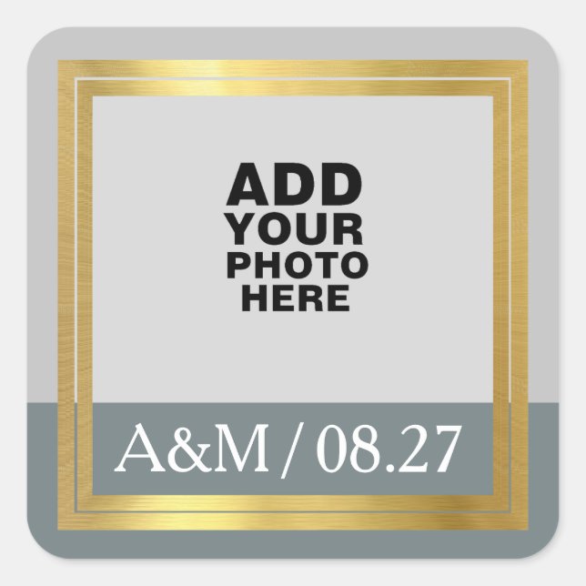 custom sticker . photo with couple's names (Front)