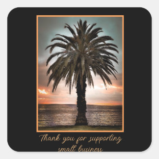 Custom Sticker Product Label Palm Tree & Sunset