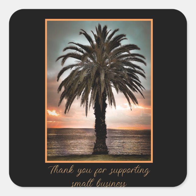 Custom Sticker Product Label Palm Tree & Sunset (Front)