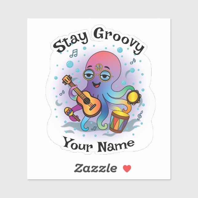 Custom Sticker | Retro Octopus | Name & Text (Sheet)