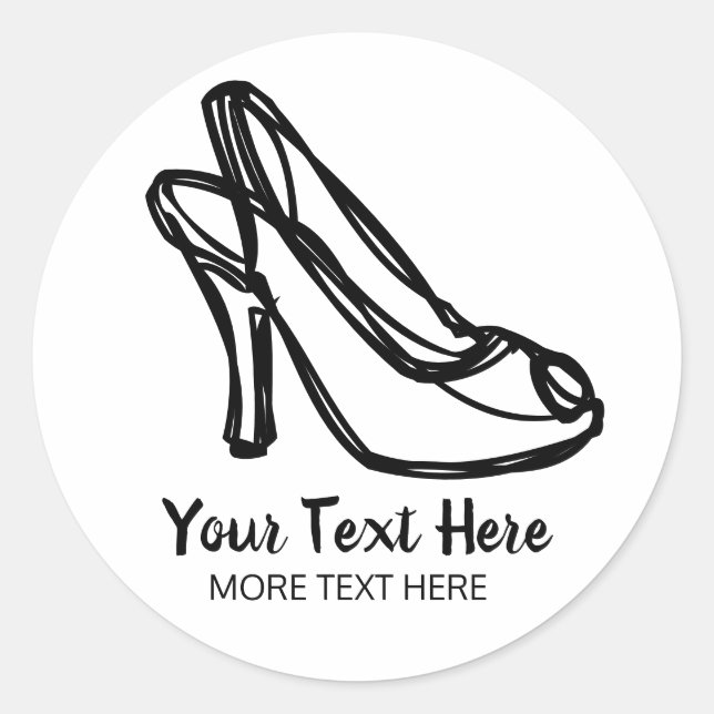Custom stickers with high heel ladies shoe drawing (Front)