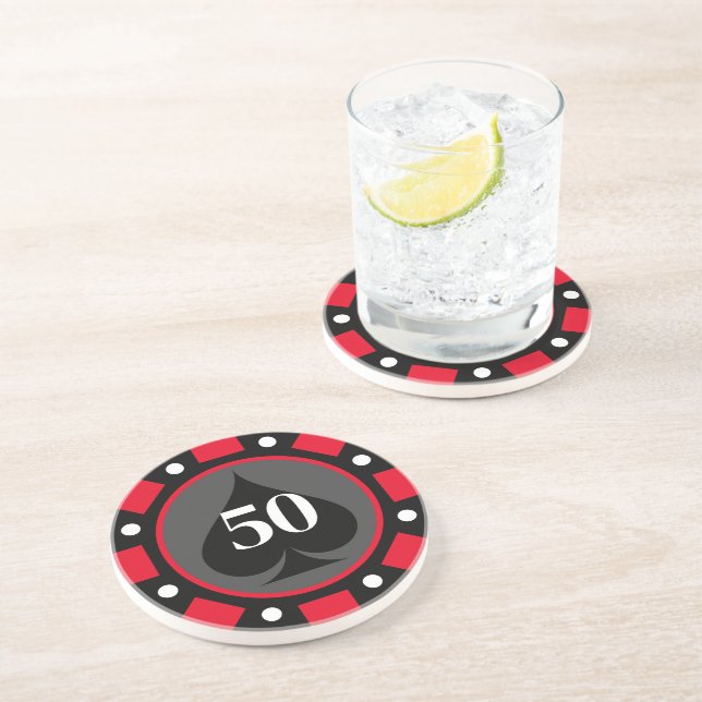 Custom stone coaster in shape of big poker chip (Side)