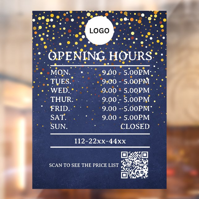 Custom Store Hours Sign with QR Code | Modern Shop (Sheet 2)