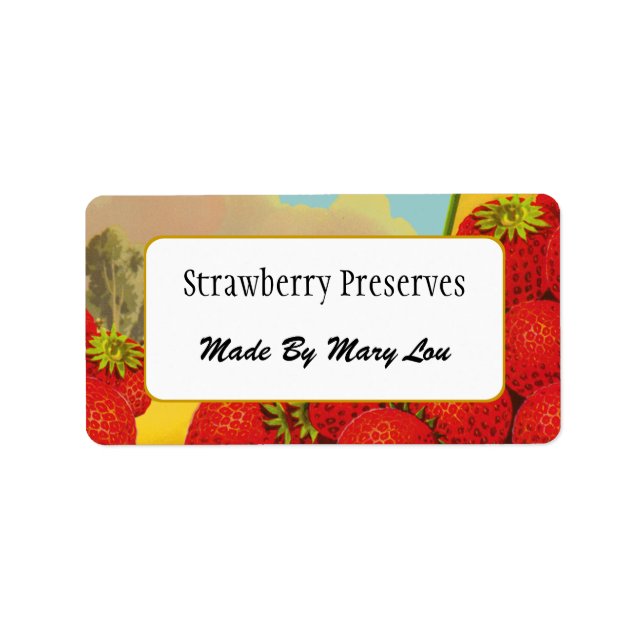 Custom Strawberry Crate Art Canning Labels (Front)