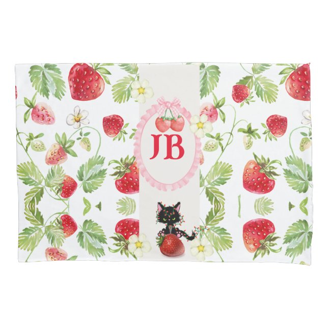 Custom Strawberry Monogrammed Baby  Pillowcase (Front)