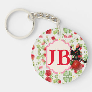 Custom Strawberry Monogrammed Key Ring