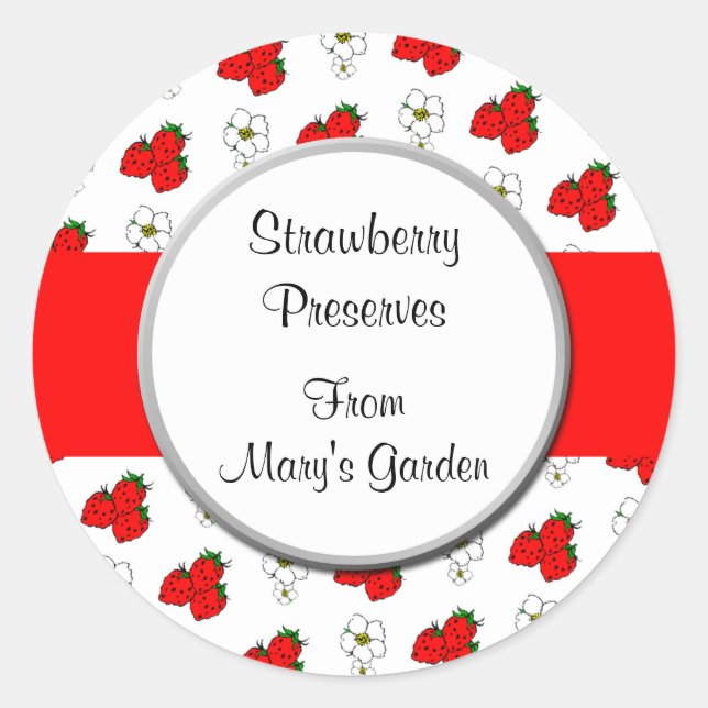 Custom Strawberry Pattern Canning Sticker (Front)