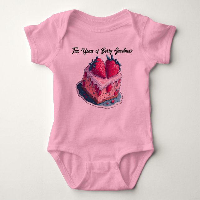 Custom Strawberry pun 2 Years of Berry Sweetness  Baby Bodysuit (Front)