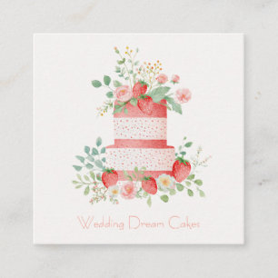 Custom Strawberry Wedding Cake Business Card