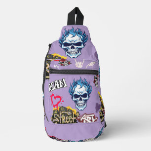 Custom streetart spooked monster beautiful purple sling bag