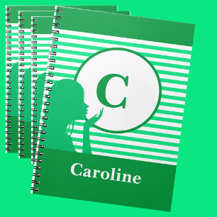 Custom Stripe Pattern   Modern Monogram Colorful Notebook