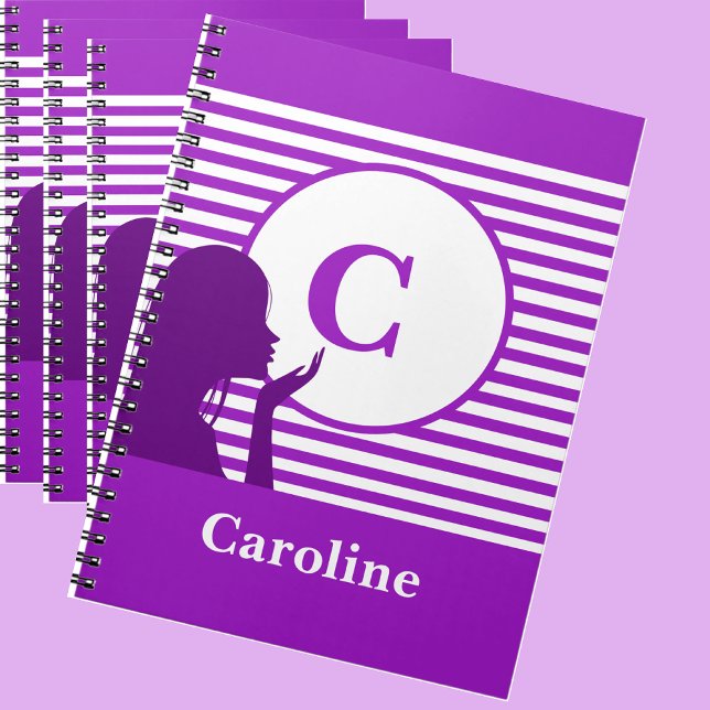 Custom Stripe Pattern | Modern Monogram Colourful Notebook (Creator Uploaded)