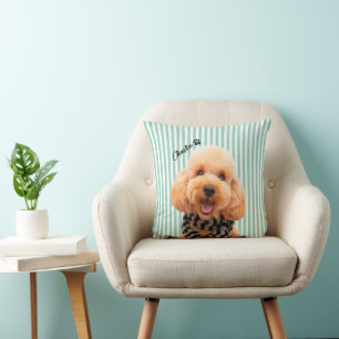 Custom Striped Pet Dog Mum With Photo and Name  Cushion