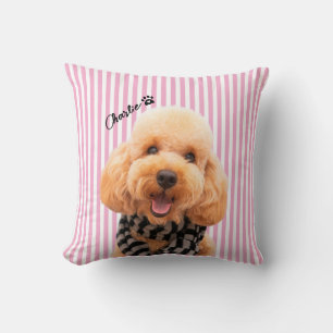 Custom Striped Pet Dog Mum With Photo and Name Cushion