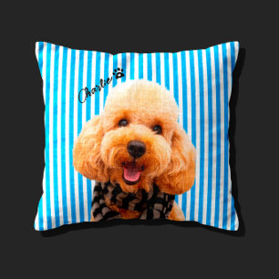 Custom Striped Pet Dog Mum With Photo and Name Cushion