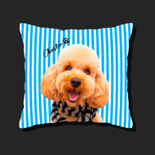 Custom Striped Pet Dog Mum With Photo and Name Cushion
