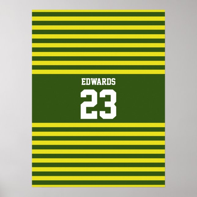 Custom Striped Sports Numbered With Name Poster (Front)