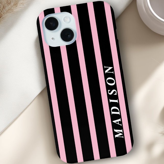 Custom Stripes Black Pink Case-Mate iPhone Case (Custom Stripes Black Pink Case-Mate iPhone Case)
