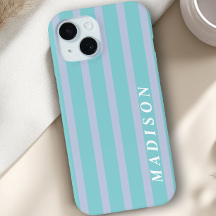 Custom Stripes Blue iPhone 15 Case