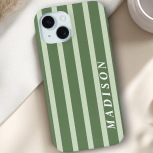 Custom Stripes Green iPhone 15 Case