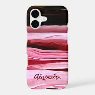 Custom Stripes Marble Pink Burgundy Abstract Chic