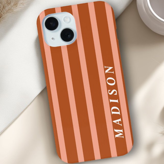 Custom Stripes Peach Brown Case-Mate iPhone Case (Custom Stripes Peach Brown Case-Mate iPhone Case)