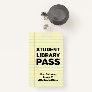 Custom Student Library Pass ID Badge