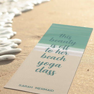 Custom Studio Name Turquoise Ocean Beach Yoga Mat