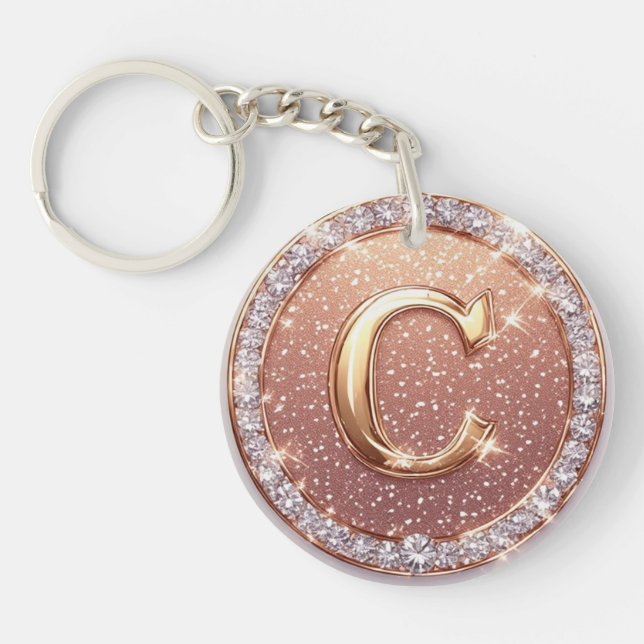 Custom Style Monogram C Letter Gift Idea Key Ring (Front)