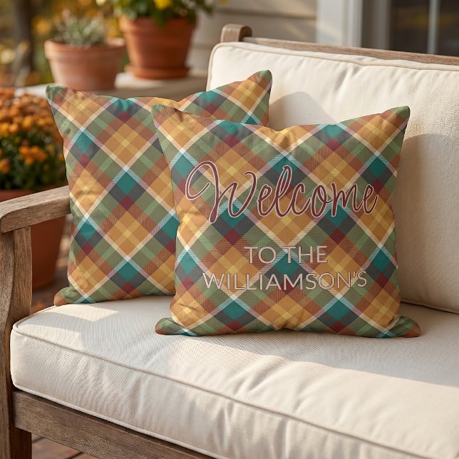 Custom Stylish Autumn Colours Plaid Art Pattern Cushion (Creator Uploaded)