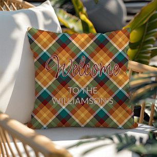 Custom Stylish Autumn Colours Plaid Art Pattern Cushion