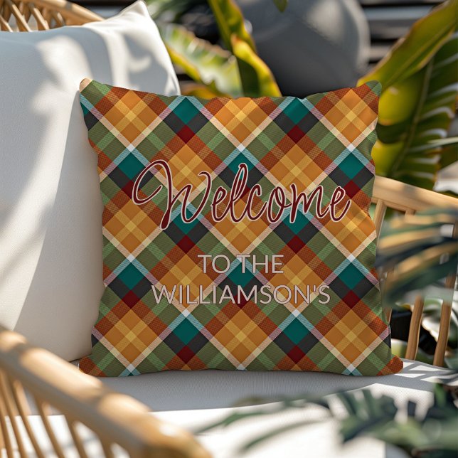 Custom Stylish Autumn Colours Plaid Art Pattern Cushion (Creator Uploaded)