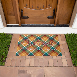 Custom Stylish Autumn Colours Plaid Tartan Pattern Doormat