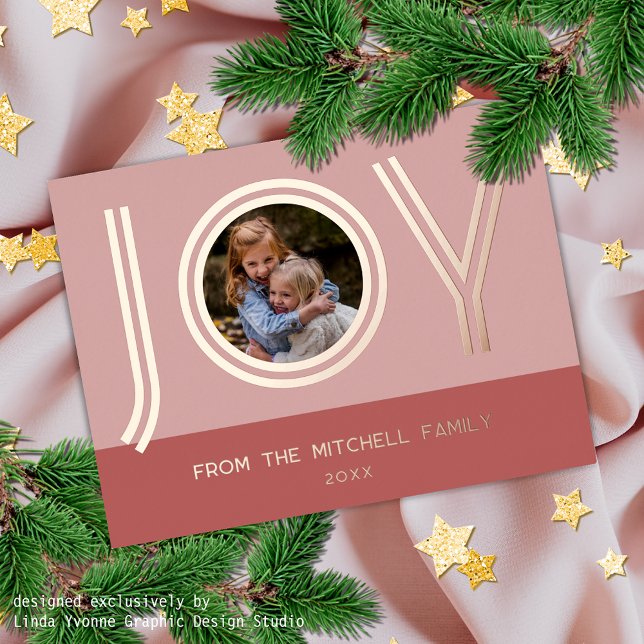 Custom Stylish Blush Pink Minimalist Rose Gold Foil Holiday Postcard (Creator Uploaded)