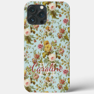 Custom Stylish Chic Pink Rose Flower Art Pattern iPhone 13 Pro Max Case