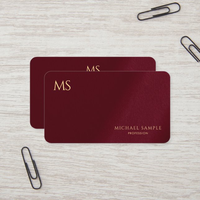 Custom Stylish Gold Text Monogram Luxurious Silk Business Card (Front/Back In Situ)