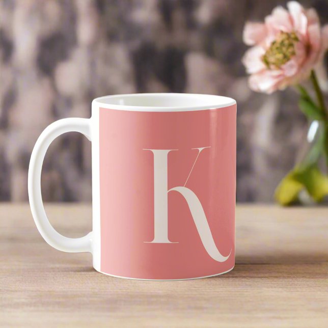 Custom Stylish Initial Name l Feminine Blush Pink  Coffee Mug (Creator Uploaded)