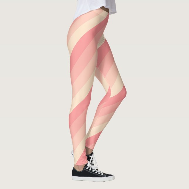 Custom Stylish Peach Colour Stripes Template Moder Leggings (Right)