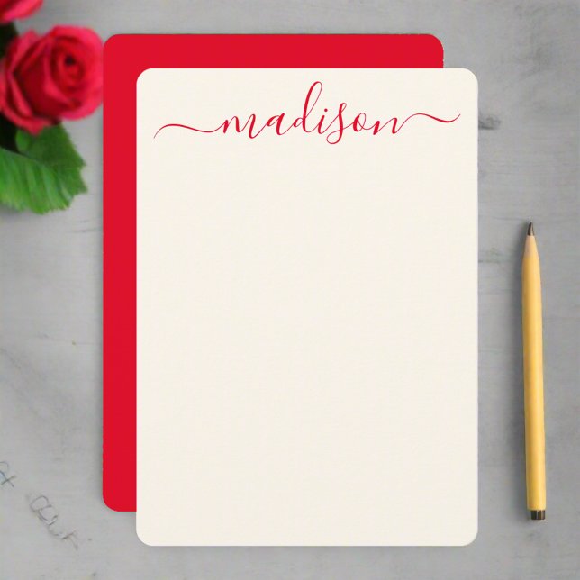 Custom Stylish Red Typography Script Name Initial Card (Creator Uploaded)